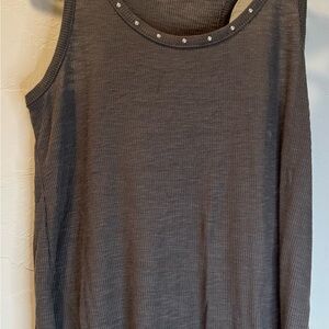 Maurices Charcoal Tank Top with Embellished Neckline